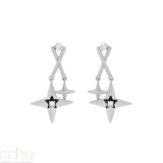 Clear CZ & Enamel Stud Earrings in Gold or Silver