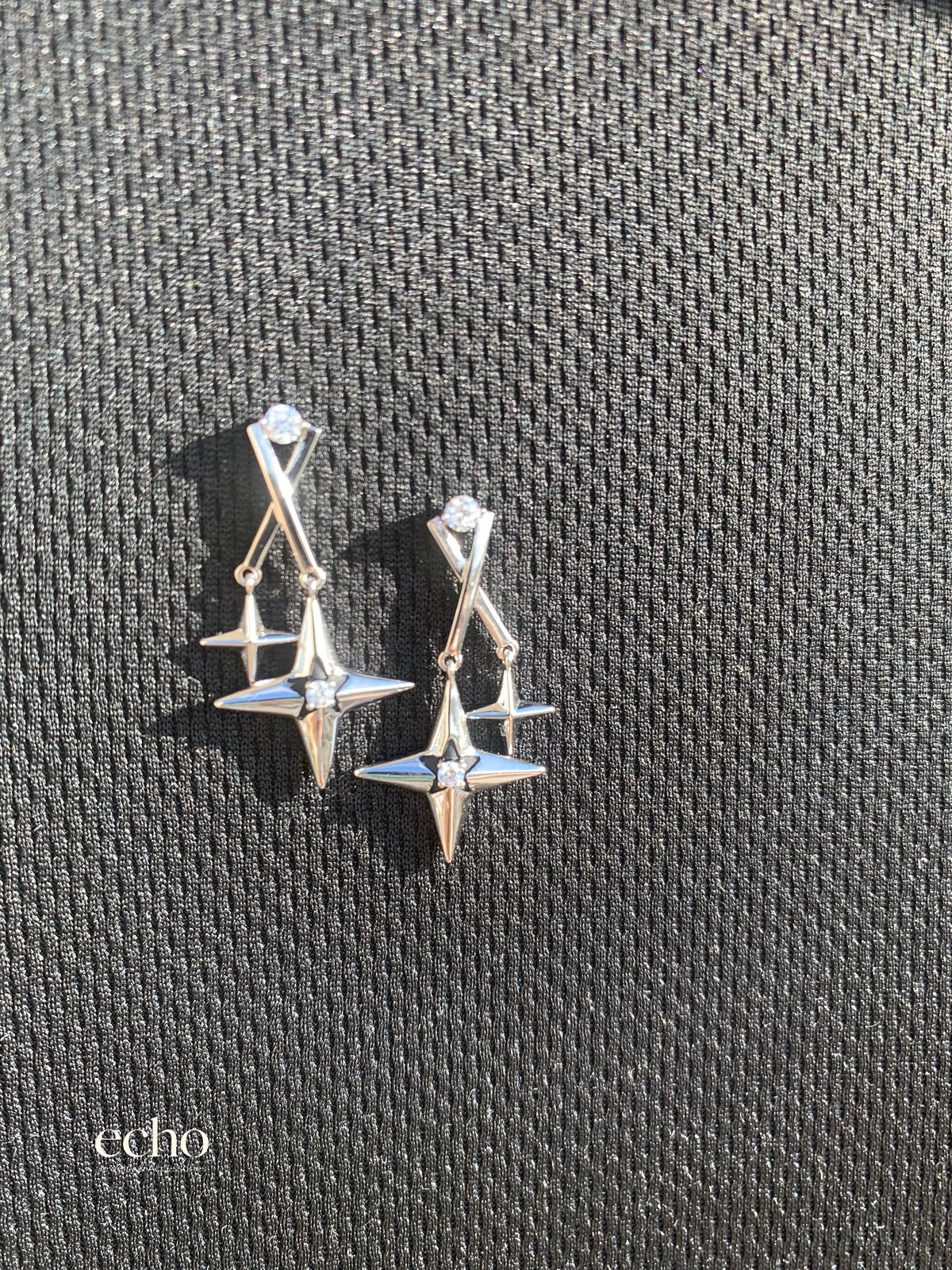 Clear CZ & Enamel Stud Earrings in Gold or Silver