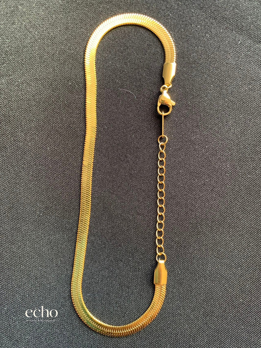 18K Gold-Plated Flat Snake Chain Anklet