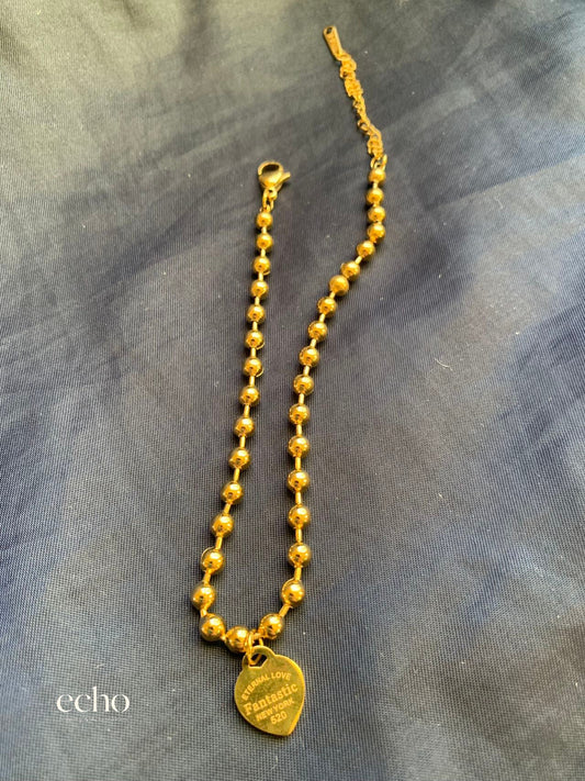 18K Gold-Plated Beaded Heart Anklet