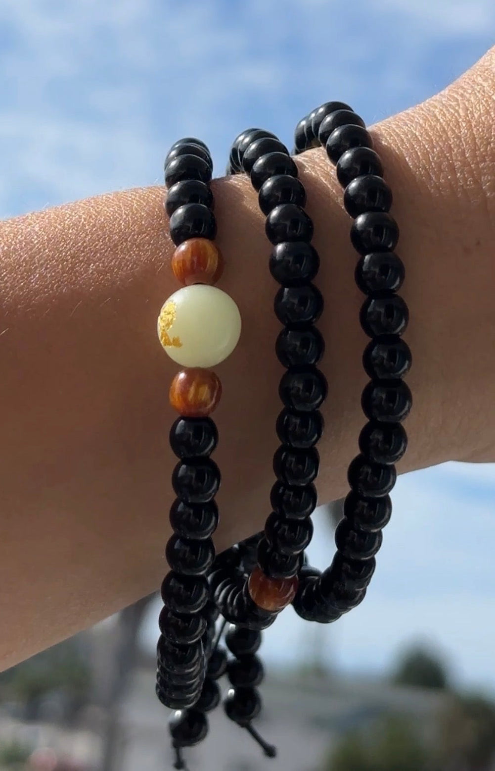Natural Black Onyx Multi-Wrap Bracelet / Necklace