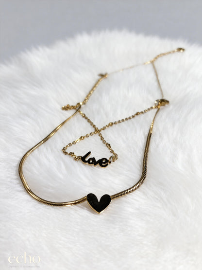 18K Gold Plated Double-Layer Heart & Love Anklet