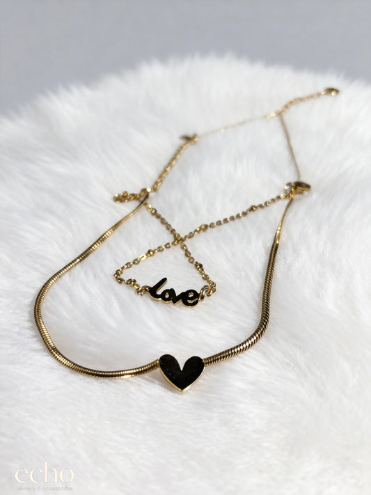 18K Gold Plated Double-Layer Heart & Love Anklet
