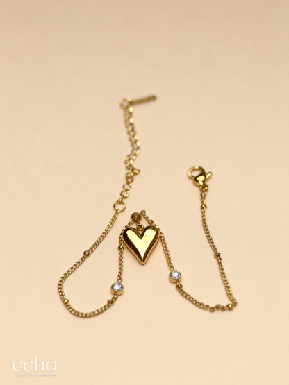 18K Gold Plated Heart Anklet with CZ Stones