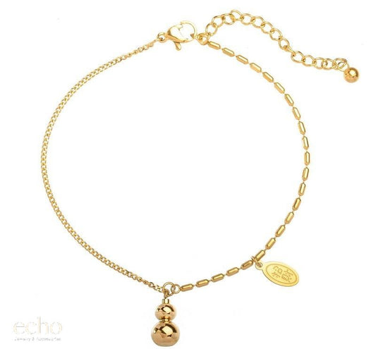 18K Gold-Plated Anklet with Gourd Pendant