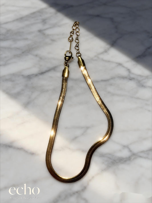18K Gold-Plated Flat Snake Chain Anklet