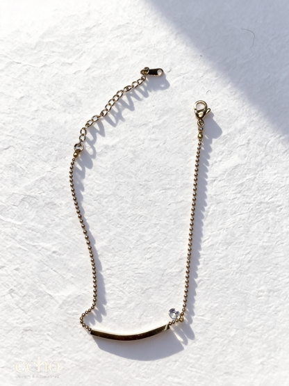 18K Gold Plated Curved Bar CZ Anklet