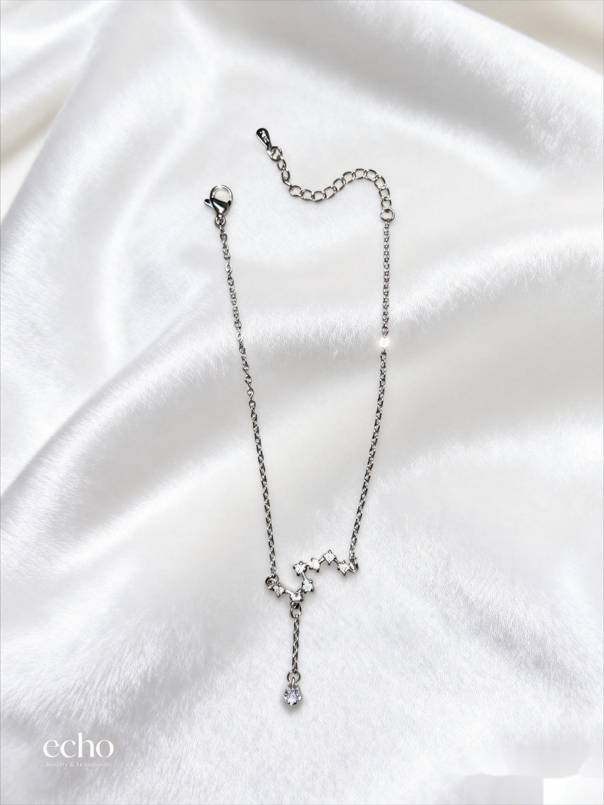 Big Dipper CZ Anklet with Teardrop Pendant