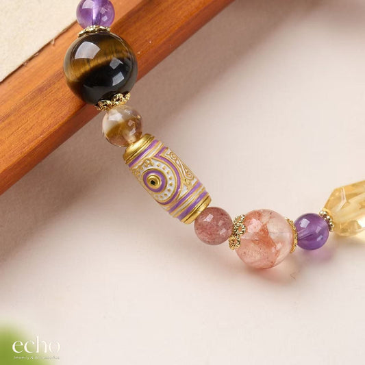 Multicolor Natural Stone Stretch Bracelet with Tiger’s Eye