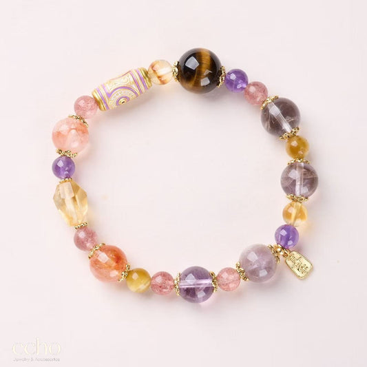 Multicolor Natural Stone Stretch Bracelet with Tiger’s Eye