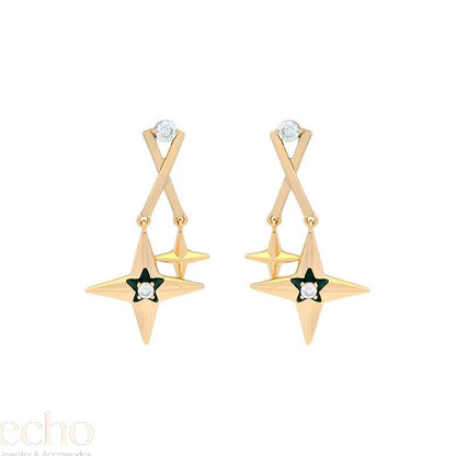 Clear CZ & Enamel Stud Earrings in Gold or Silver