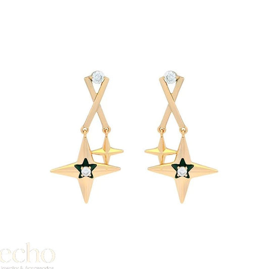 Clear CZ & Enamel Stud Earrings in Gold or Silver