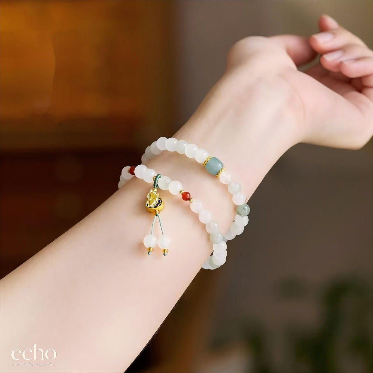 Natural Jade Beaded Bracelet