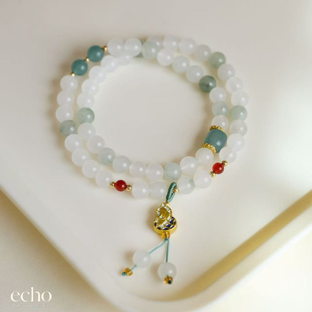 Natural Jade Beaded Bracelet