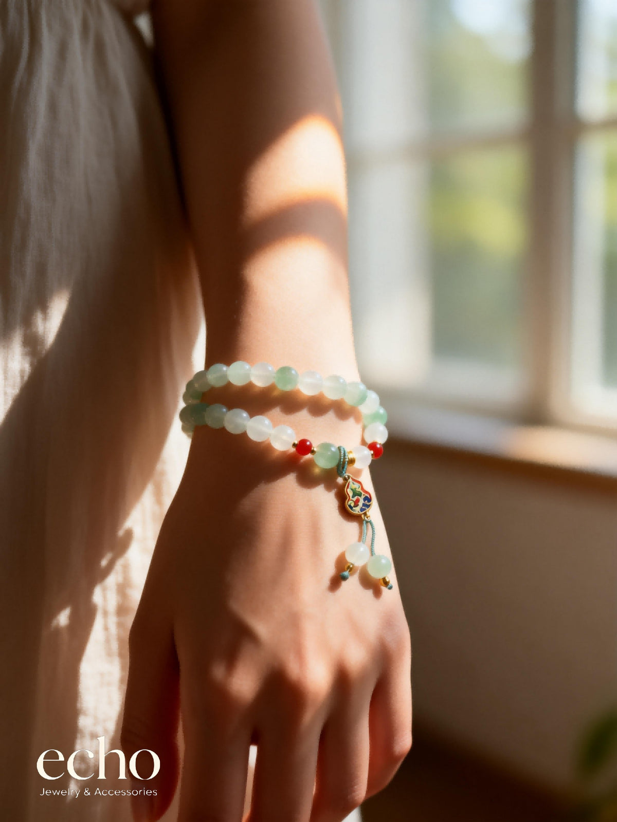 Natural Jade Beaded Bracelet