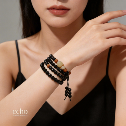 Natural Black Onyx Multi-Wrap Bracelet / Necklace