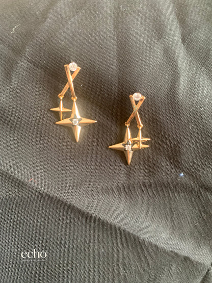 Clear CZ & Enamel Stud Earrings in Gold or Silver