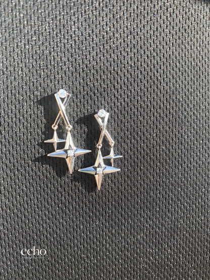 Clear CZ & Enamel Stud Earrings in Gold or Silver