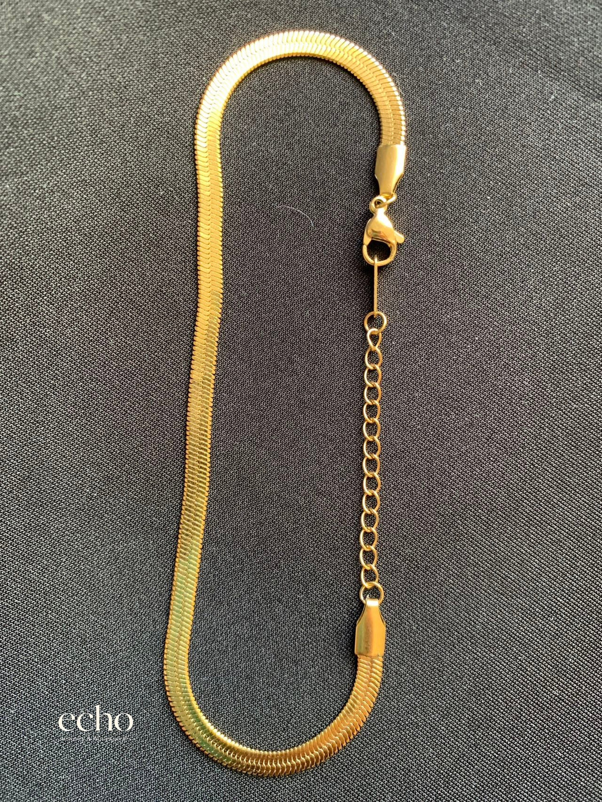 18K Gold-Plated Flat Snake Chain Anklet