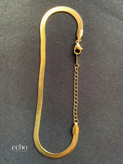 18K Gold-Plated Flat Snake Chain Anklet