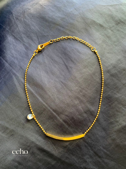 18K Gold Plated Curved Bar CZ Anklet