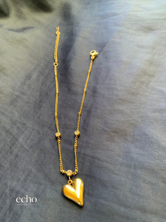 18K Gold Plated Heart Anklet with CZ Stones