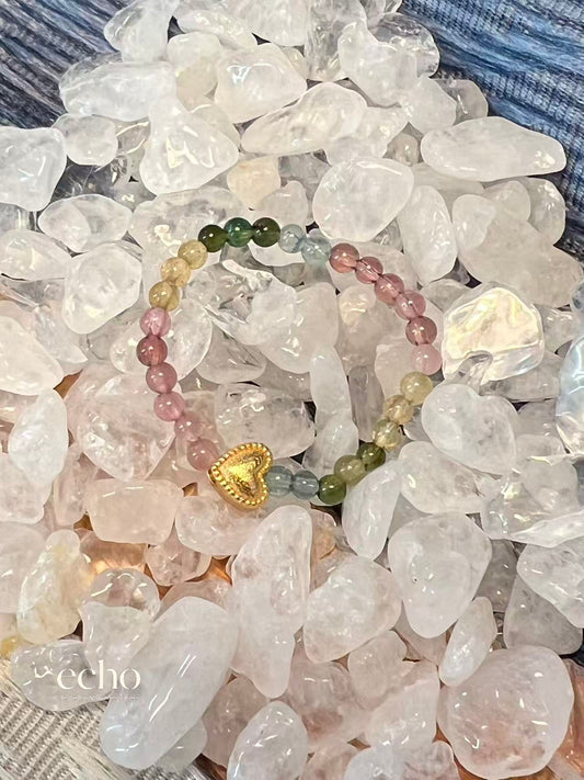 Natural Tourmaline Beaded Stretch Ring